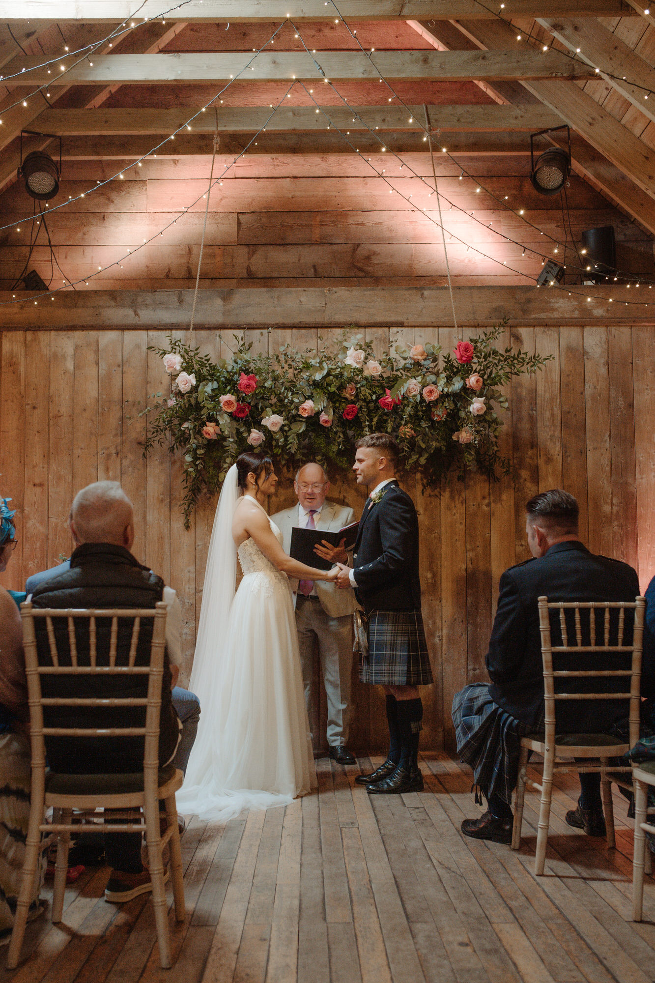 Couple get married during wedding ceremony at the Byre at Inchyra.