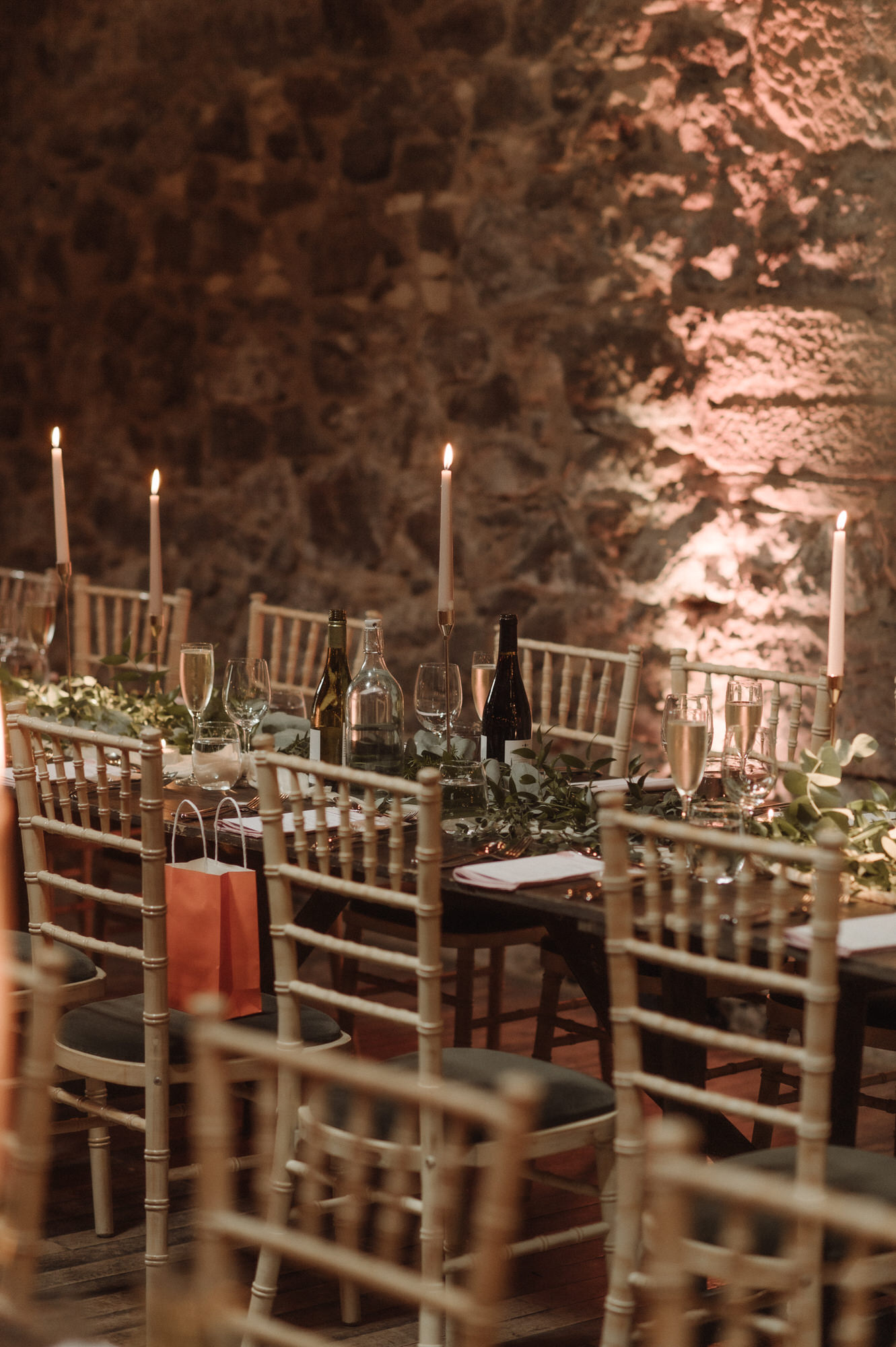 Stunning, candlelit table arrangement by Platter and Pop at the Byre at Inchyra.