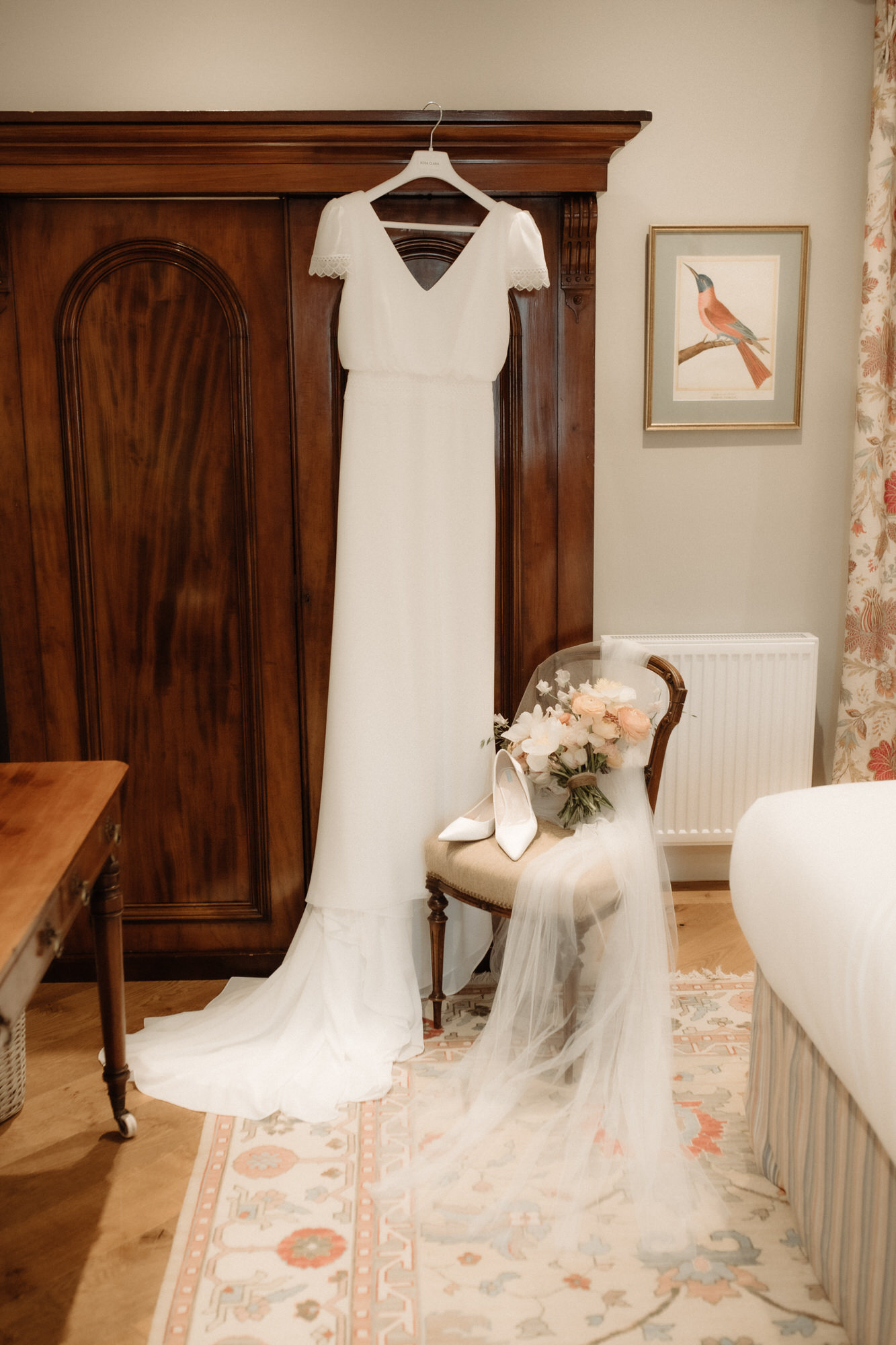 Wedding dress at Rosebery Steading wedding venue.