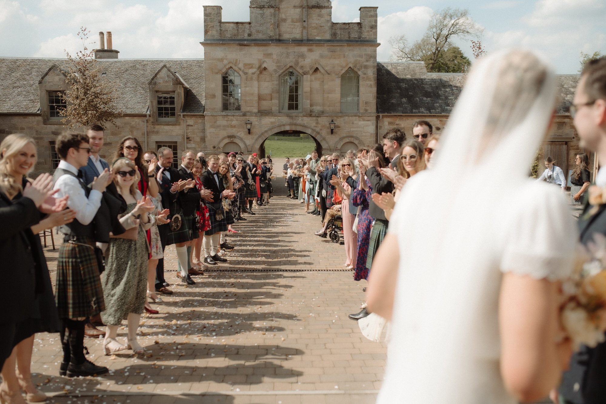 Summer wedding photography at Rosebery Steading wedding venue.