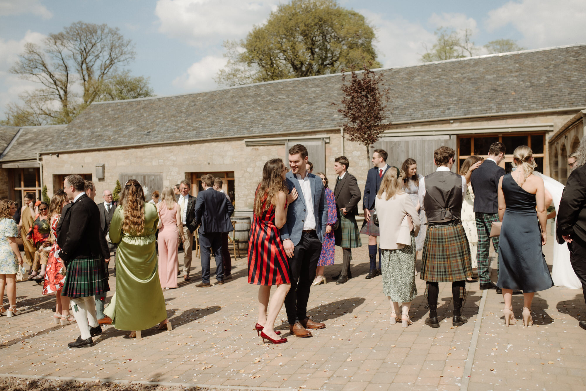 Summer wedding photography at Rosebery Steading wedding venue.