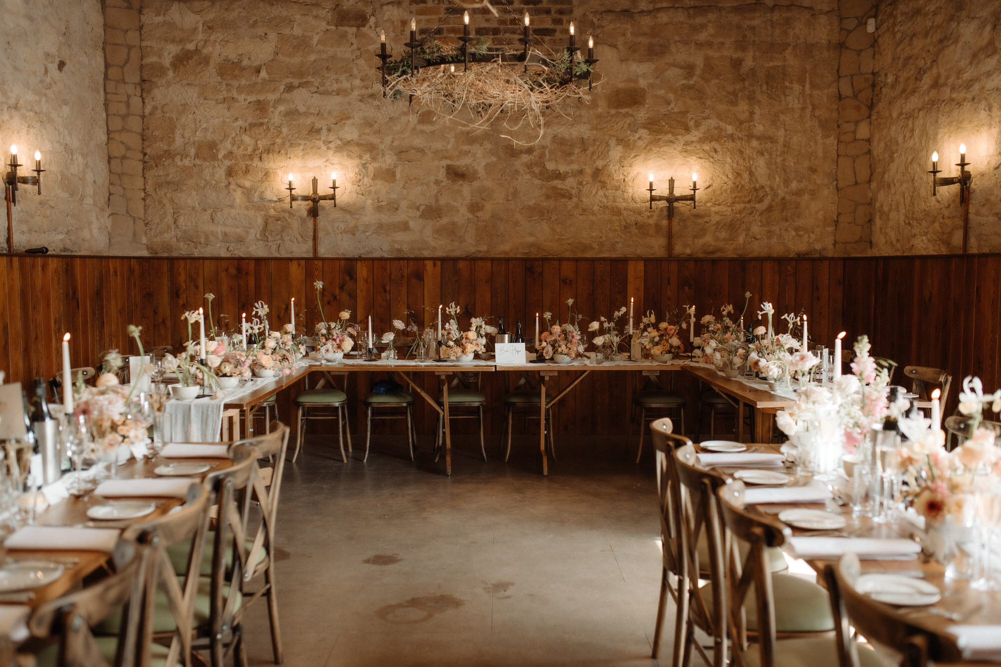 Floral table design by Wild Flower Workshop at Edinburgh wedding.