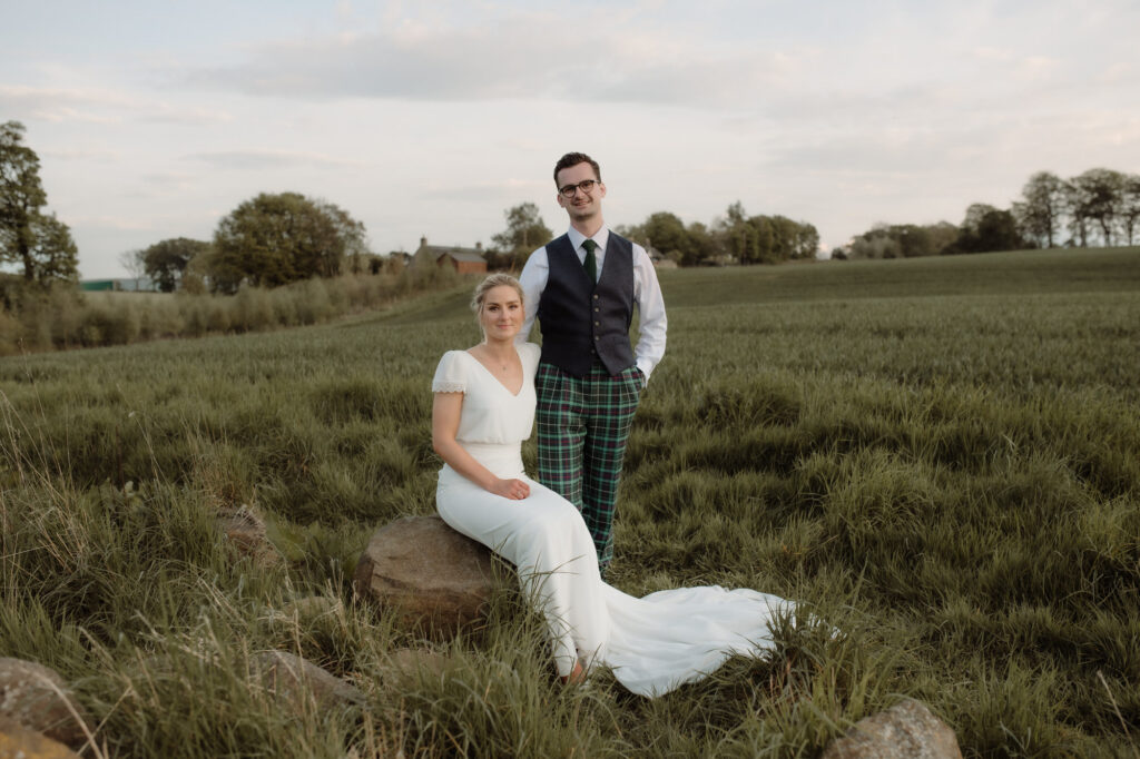 Summer wedding photography at Rosebery Steading Edinburgh.