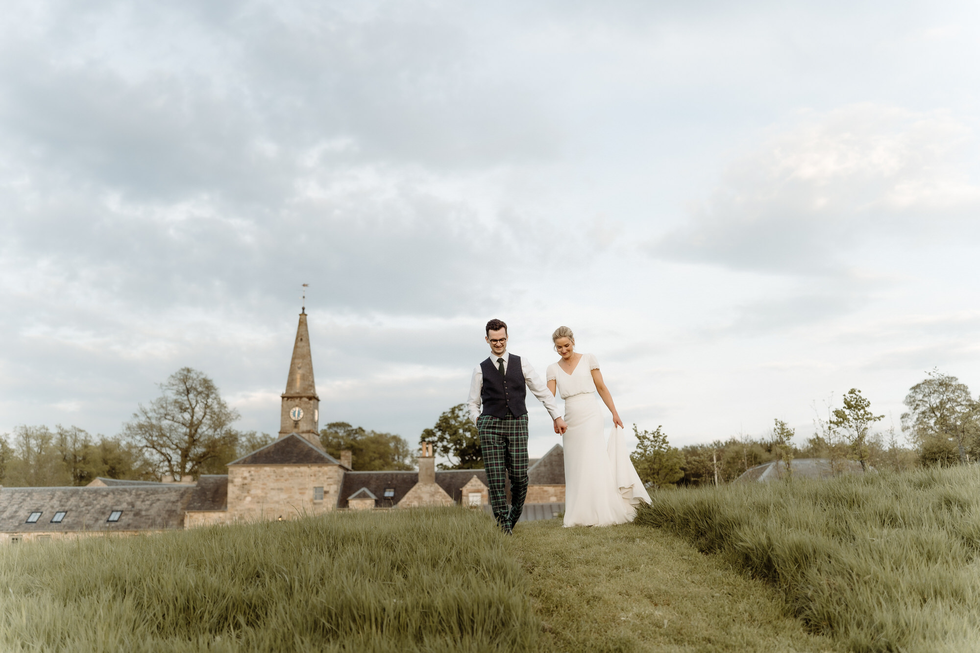 Summer wedding photography at Rosebery Steading wedding venue.