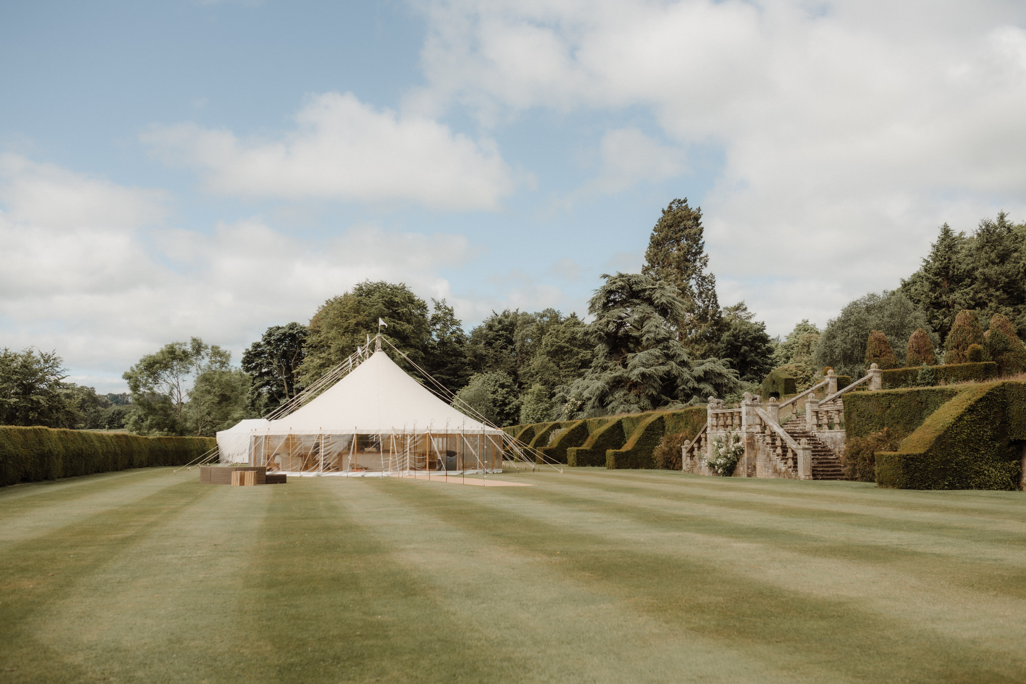 Elegant pitches marquee at Hill of Tarvit 