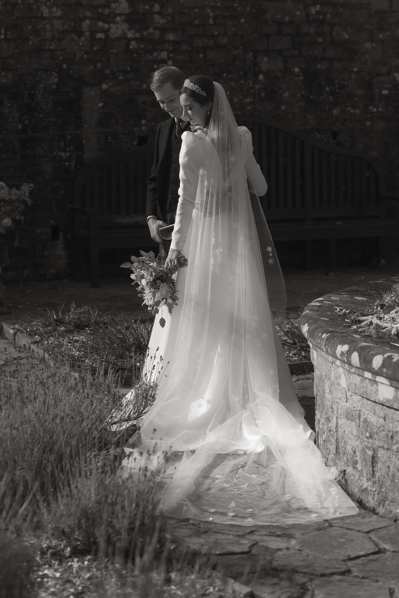 Hill of Tarvit romantic black and white wedding portrait