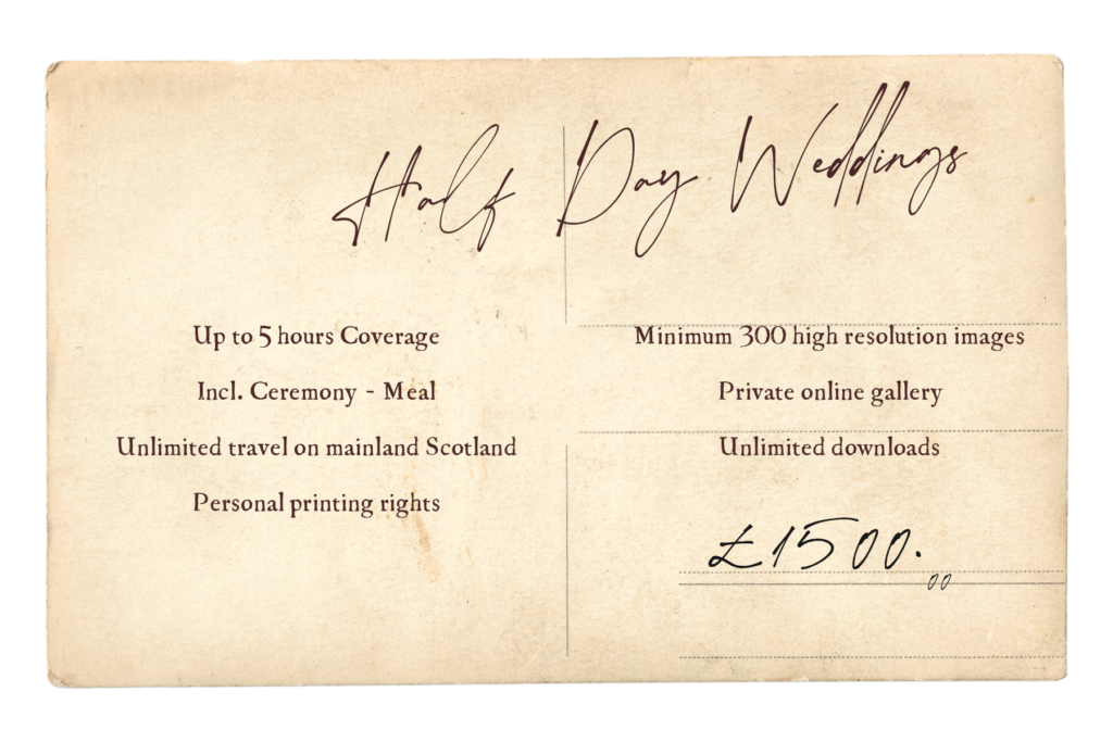 Vintage Postcard detailing the half day packages